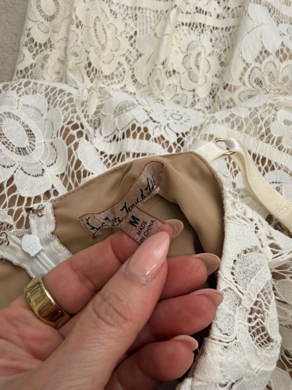 For Love & Lemons Gianna Midi Dress Bodycon White Lace Bodysuit Lined Size M - Picture 12 of 16